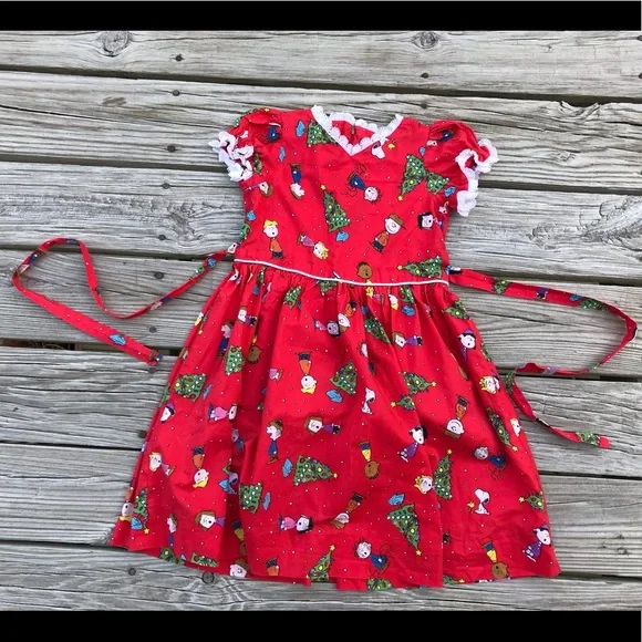 Hand Crafted | Dresses | Handmade Girls Holiday Peanuts Charlie Brown  Friends Christmas Dress | Poshmark